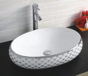 Раковина CeramaLux 262 бело-серая 60 см