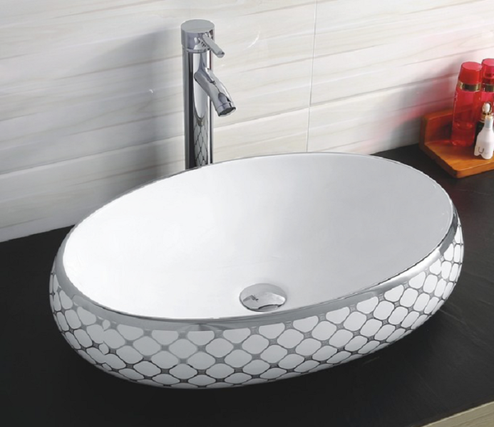 Раковина CeramaLux 262 бело-серая 60 см