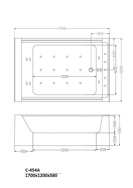 Акриловая ванна Cerutti SPA C-454A гидромассажная 170x120см