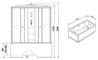 Душевая кабина Niagara 170x75см хром/прозрачное с матовой полосой