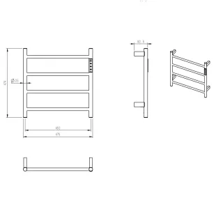 Полотенцесушитель электрический AQUAme AQM3124MB 47x47 см c терморегулятором чёрный матовый
