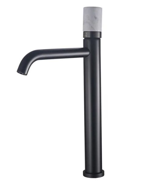 Смеситель для раковины Boch Mann Stella Stone B XL BM9971 с ручкой из натурального камня чёрный матовый