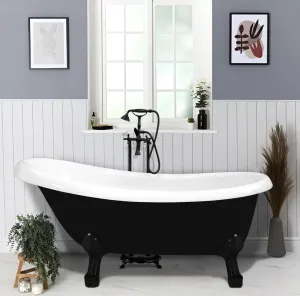 Ванна акриловая Ceruttispa Classic CT9975 157x77 см на львиных лапах чёрный матовый