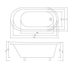 Ванна акриловая Ceruttispa Classic CT9975 157x77 см на львиных лапах чёрный матовый