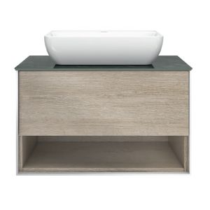 Kerama Marazzi Тумба PLAZA Modern PLB.M.80.1\OAK.O, подвесная 80 см,1 выдвижной ящик и открытая полка, цв.дуб Орегон