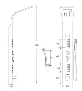 Панель душевая Cerutti SPA Virginia BR CT9983 с форсунками матовая нержавеющая сталь