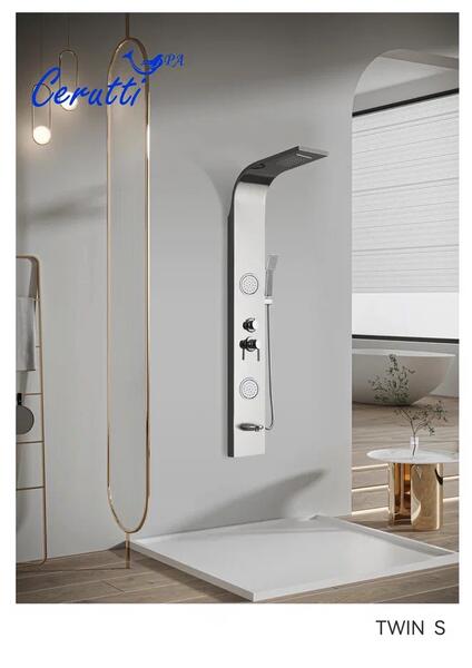 Панель душевая Cerutti SPA Twin S CT9987 с форсунками серебро