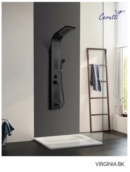 Панель душевая Cerutti SPA Virginia BK CT9989 с форсунками чёрный Панель душевая Cerutti SPA Virginia BK CT9989 с форсунками чёрный