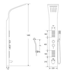 Панель душевая Cerutti SPA Virginia BK CT9989 с форсунками чёрный