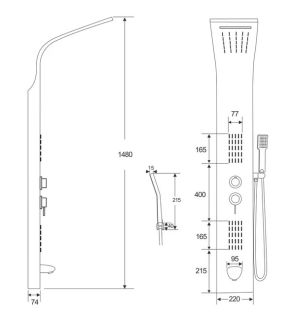 Панель душевая Cerutti SPA Virginia BK CT9989 с форсунками чёрный Панель душевая Cerutti SPA Virginia BK CT9989 с форсунками чёрный