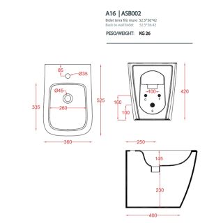 Биде Artceram A16 ASB002 05 00 белый Биде Artceram A16 ASB002 05 00 белый