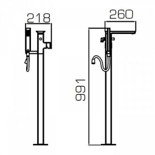 Смеситель Bravat Phillis F656101C-B3-ENG для ванны напольный с душем Смеситель Bravat Phillis F656101C-B3-ENG для ванны напольный с душем
