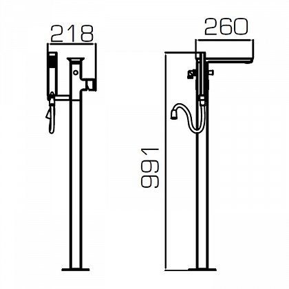 Смеситель Bravat Phillis F656101C-B3-ENG для ванны напольный с душем Смеситель Bravat Phillis F656101C-B3-ENG для ванны напольный с душем