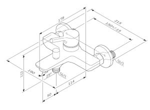 Смеситель для ванны и душа AM PM X-JOY F85B10000