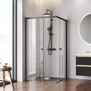 Душевой уголок Am.Pm X-joy W94G-403-100100-BТ1К 100x100 см без поддона чёрный матовый Душевой уголок Am.Pm X-joy W94G-403-100100-BТ1К 100x100 см без поддона чёрный матовый