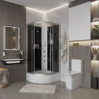 Душевая кабина Niagara NG-3503-14BKG с гидромассажем 80x80см серебро/тонированное