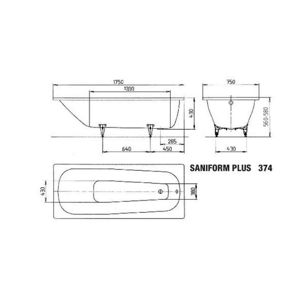 Стальная ванна KALDEWEI Saniform Plus 175х75 mod. 374 арт.112200010001 Стальная ванна KALDEWEI Saniform Plus 175х75 mod. 374 арт.112200010001