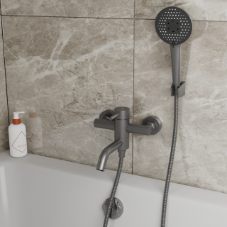 Смеситель для ванны с коротким изливом RUSH Melos (SUS1101-44Grey) Смеситель для ванны с коротким изливом RUSH Melos (SUS1101-44Grey)