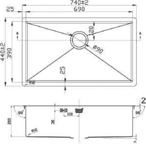 Мойка кухонная Zorg Light  GRAFIT ZL R 740440 GRAFIT