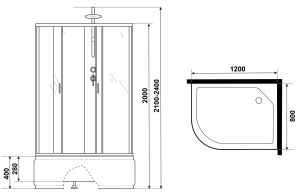Душевая кабина Niagara NG-2510-14RBKTG с гидромассажем 120x80см серебро/тонированное