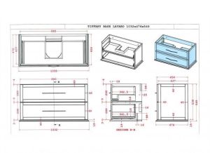 Тумба под раковину Cezares 100x55 Blu Petrolio Tiffany 54953