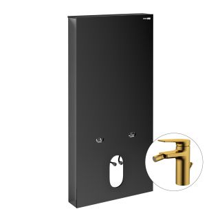 Комплект для биде со смесителем WasserKRAFT Naab 86BDT.050.BL.SQ5506 тёмное золото матовое
