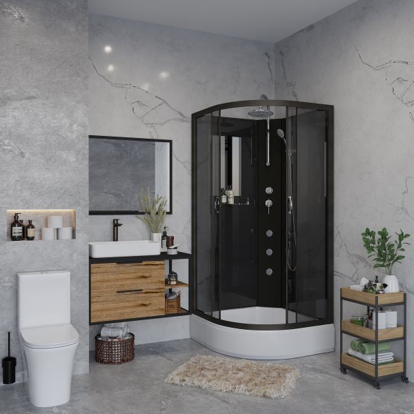 Душевая кабина Niagara NG-6501-14BKTG с гидромассажем 90x90см чёрный/тонированное