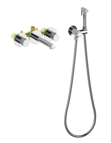 Смеситель встраиваемый для раковины Timo Saona 2383/00SM с гигиеническим душем хром