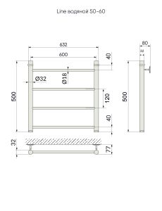Полотенцесушитель водяной Indigo Line LLW50-60 50x60 см хром