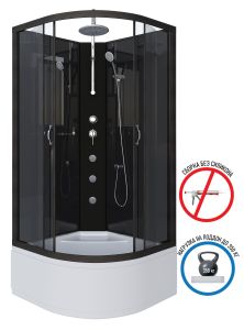 Душевая кабина Niagara NG-6508-14BKTG с гидромассажем 90x90см чёрный/тонированное