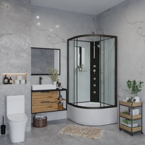 Душевая кабина Niagara NG-6707-14BKTG с гидромассажем 80x80см чёрный/прозрачное