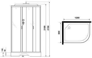 Душевая кабина Niagara NG-3512-14LG с гидромассажем 120x80см серебро/тонированное