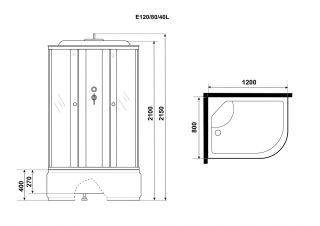 Душевая кабина Niagara Eco E120/80/40L/MT 120x80 см профиль хром стекло матовое