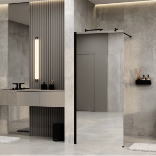 Душевая перегородка WasserKRAFT Rur 30W46MB-MR 110 см профиль чёрный стекло зеркальное