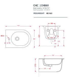 Биде Artceram Chic CHB001 17 00 черное