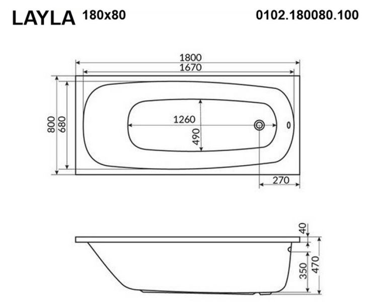 Гидромассажная ванна Whitecross Layla 0102.180080.100.RELAX.BR 180x80см Relax бронза