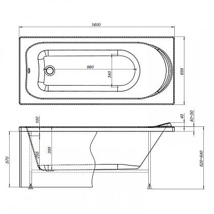 Акриловая ванна Aquanet Nord 160x70