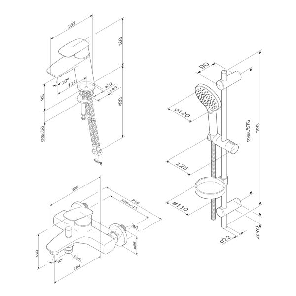 Набор смесителей Am.Pm SPIRIT V2.1 F40971A00