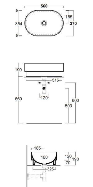 Раковина SIMAS Po-mo PO02bi белая 56 см