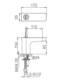 Смеситель для раковины Wonzon & Woghand Shark WW-48B1101-CR хром