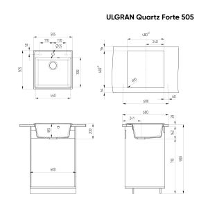 Кухонная мойка Ulgran Quartz Forte 505-05 бетон