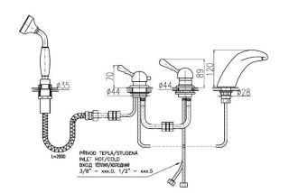 Смеситель на борт ванны Rav Slezak Labe L571.5SSM бронза
