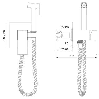 Гигиенический душ со смесителем Wonzon & Woghand Cube WW-88829016-CR хром