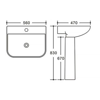Раковина на пьедестале Azario Seta AZ-5002 56x83 см белый