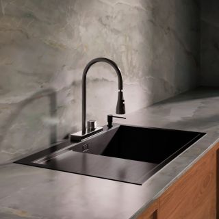 Мойка для кухни с правым крылом и дозатор РМС MRK-7851BL-R тёмный графит