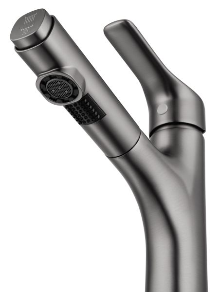 Смеситель для раковины Wonzon & Woghand WW-AE4151-BGG с выдвижным изливом тёмный графит