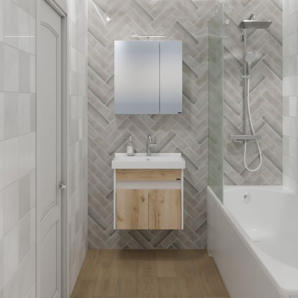 Подвесная тумба под раковину Санта Мира 700477 60 см дуб австрийский/белый