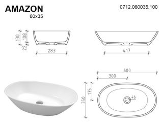 Раковина Whitecross Amazon 0712.060035.100 60см белый глянец Раковина Whitecross Amazon 0712.060035.100 60см белый глянец