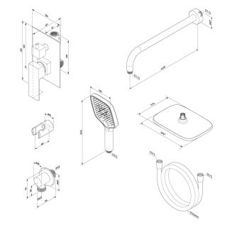 Встраиваемая душевая система Damixa Gala 953520300 черный Встраиваемая душевая система Damixa Gala 953520300 черный