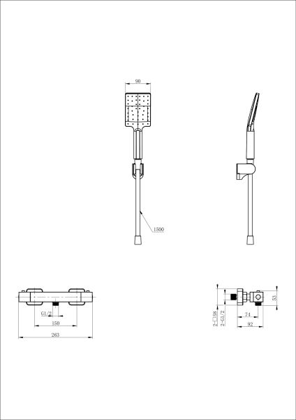Смеситель для душа Wonzon & Woghand WW-B2026-A-MB с термостатом чёрный матовый